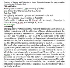 مقاله ترجمه شده حسابداری با عنوان مفاهیم درآمد و ارزیابی دارائی ها: زمینه تئوریکی برای حسابداری قیمت
