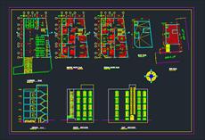 نقشه های اتوکد ساختمان مسکونی 4 طبقه 8 واحده پارکینگی به همراه فایل پاورپوینت ضوابط و قوانین شهرداری