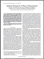 مقاله ترجمه شده با عنوان جایابی بهینه از واحدهای اندازه گیری فازور برای سیستم های قدرت رویت پذیر