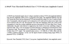 مقاله ترجمه شده با عنوان یک فیدبک (بازخورد) VCO کلاس-C  400uW نزدیک آستانه با کنترل خودکار دامنه