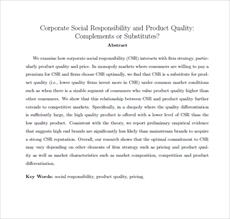 مقاله ترجمه شده با عنوان مسئولیت اجتماعی شرکت و کیفیت محصول: مکمل یا جایگزین؟، به همراه اصل مقاله